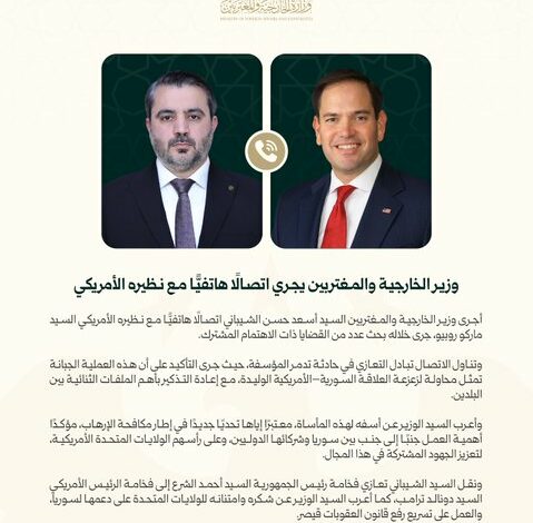 وزير الخارجية السوري يجري اتصالاً هاتفياً مع نظيره الأمريكي ماركو روبيو - رادار سوريا